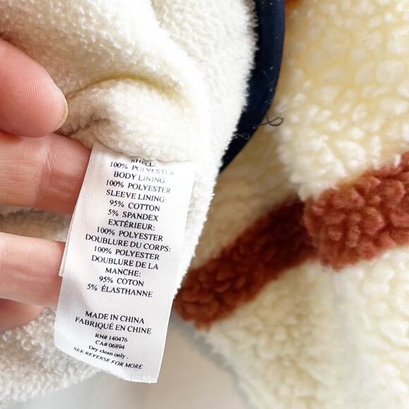 Faherty Dream Long Sleeve Zip Up Fleece Jacket Polar Rainbow Stripe Cream Small - Picture 5 of 5